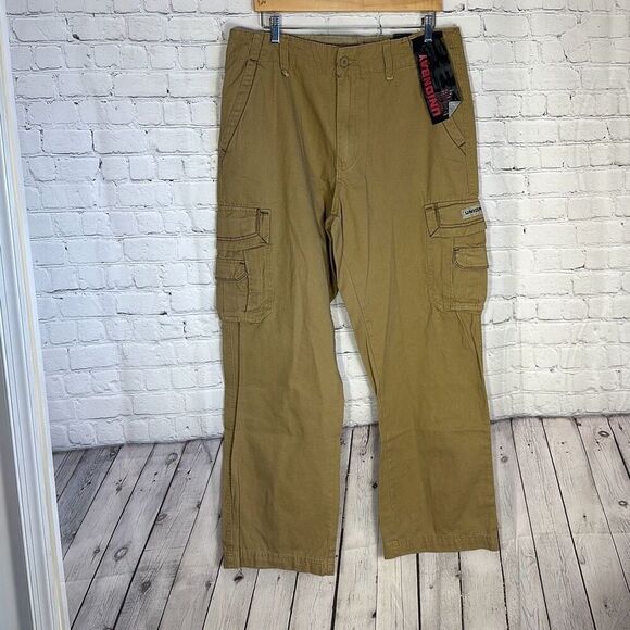Unionbay Mens Khaki Cargo Utility  Pants 100% Cotton W36 x L32 style Y35HE3D - Picture 1 of 8